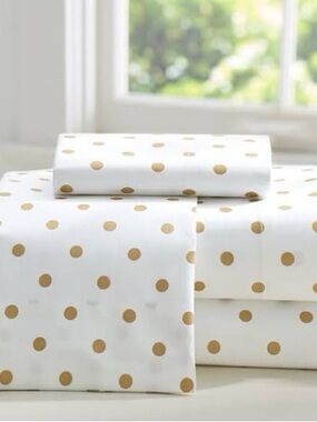 Pottery Barn Teen White Duvet Cover with Gold Polka Dots Emily + Merritt